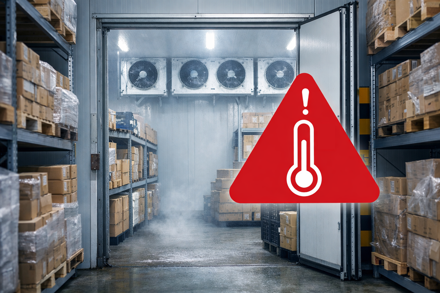 Cámara de frío industrial con alerta de temperatura
